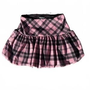 y2k plaid pink grunge bubble skirt